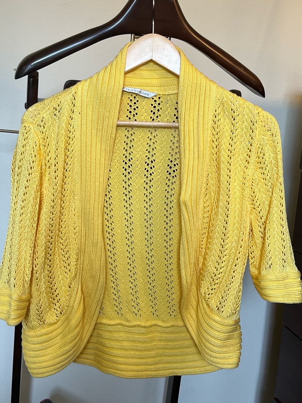 Peter Nygard Yellow Open-Front Knit Cardigan NO Size Tag Compatible with Size M
